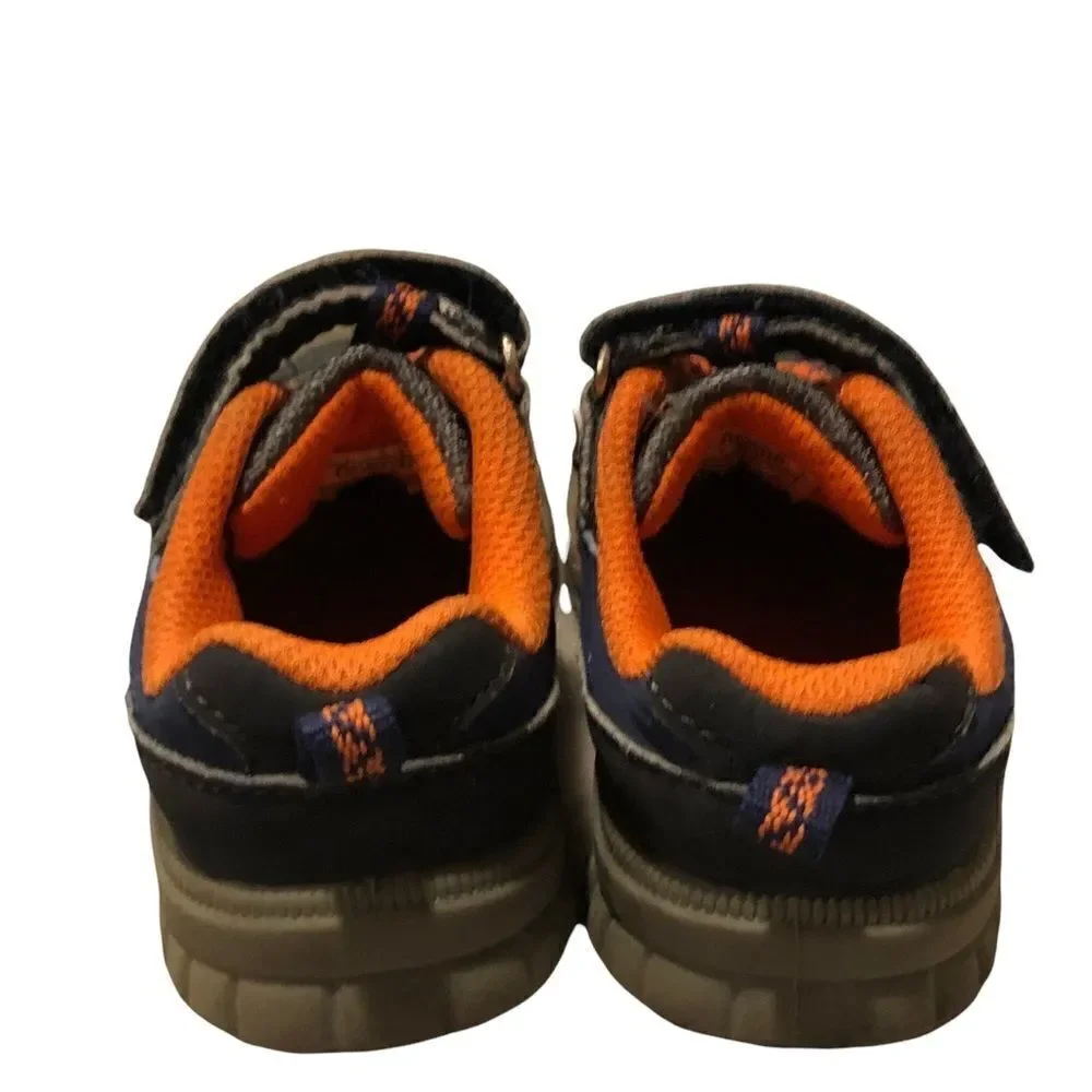 OshKosh B'Gosh blue, grey &orange sneakers‎ w hook & loop closure unisex size 6